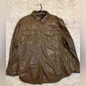 brown leather jacket